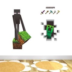 Minecraft Jogos de desenhos animados adesivos de parede jogo de mosaico cartazes decoracion hogar moderno adesivos de parede para quartos de crianças anime cartaz - loja online