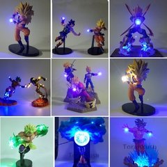 Bandai dragon ball z figura anime son goku super saiyan ultra instinto diy broly bardana frieza troncos led ação figma brinquedo boneca