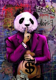 Imagem do Graffiti arte pinturas a óleo dinheiro dólar panda arte da parede lona posters e cópias moderno imagem parede para sala de estar decoração casa