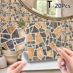 Imagem do 20pc pvc à prova dwaterproof água telha de grão de madeira adesivo cozinha banheiro auto adesivo parede sala estar quarto papel de parede decoração da sua casa