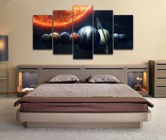 Quadro de lona com 5 painéis, arte de pintura em tela, para decoração de parede, sem moldura, 8 planetas, sistema solar - comprar online