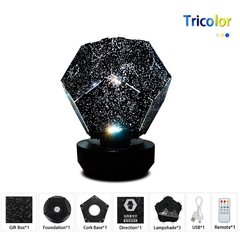 Luminária led com estrelas para decoração, luz noturna para quarto das crianças, decoração rotativa, berçário estrelado, céu, mesa planetária - loja online