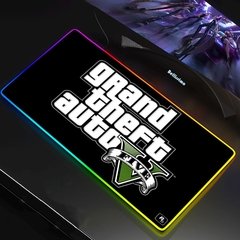 GTA V Tapete de borracha antiderrapante com led rgb, tamanho grande, xxg, gamer, para jogar, teclado rgb, laptop, computador grand furto, grande quantidade na internet