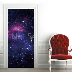 Astronauta Adesivo de porta Lua Terra Planeta Espaço porta Papéis de parede Adesivo de parede 3D Peel and Stick Vinil Quarto sala de estar Decoração Poster DIY Móveis geladeira porta adesivos