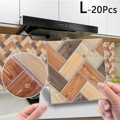 20pc pvc à prova dwaterproof água telha de grão de madeira adesivo cozinha banheiro auto adesivo parede sala estar quarto papel de parede decoração da sua casa