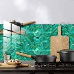 Adesivo de onda de água verde, adesivo autoadesivo de pvc à prova d'água, removível, decoração de banheiro, cozinha, casa, piso de azulejo, peças na internet