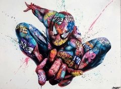 Abstracto graffiti homem-aranha colorido quadros em tela na parede arte marvel decorativo poster imagens para sala de estar