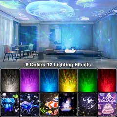 Oceano quarto luz de projeção 360 ° girando fantasia colorida led luz dupla camada 3d estrelado céu projetor golfinho noite luz - loja online