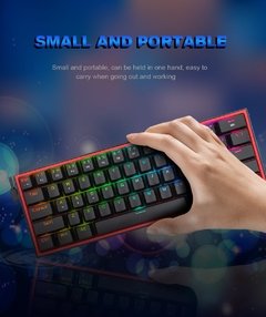 Redragon fizz k617 rgb usb mini teclado mecânico do jogo interruptor vermelho 61 chaves prendido cabo destacável, portátil para o curso