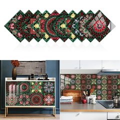 4 tamanhos de cor escura mandala estilo cristal duro filme telhas adesivo quarto decoração da sua casa decalques de parede peel & vara removível pvc papel de parede - Dr. Brauch