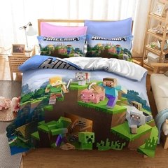 Minecraft Likurb meu jogo mundo diamante steve duvet caso fronha cama conjunto gêmeo rainha rei tamanho para crianças meninos meninas quarto - loja online