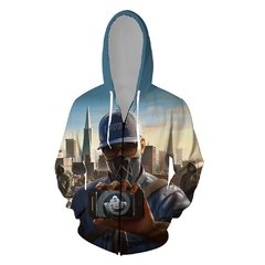 Watch Dogs 2021 nova chegada vapor ubisoft ent jogo assista cães dedsec impressão digital 3d zíper camisola do hoodie traje de manga longa unisex