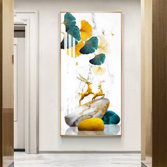 Azul verde dourado amarelo alce abstrato cartaz nórdico impressão em tela pintura da arte da parede imagem moderna sala de estar decoração - loja online