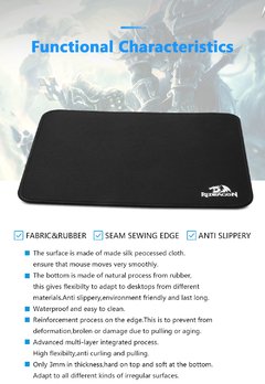 Mouse pad de jogo redragon flick m p030, cor sólida, com trava de borda, para jogos, 270x320x3mm - loja online