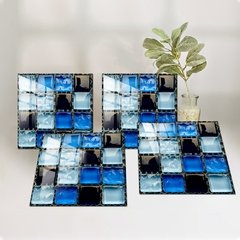 10 pçs/set Liso Azul Filme Duro de Cristal Mosaico Azulejos Etiqueta Living Room Decor Wall Stickers Peel & Vara Removível PVC Papel De Parede - Dr. Brauch