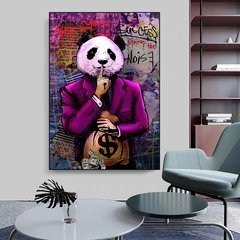 Graffiti arte pinturas a óleo dinheiro dólar panda arte da parede lona posters e cópias moderno imagem parede para sala de estar decoração casa - Dr. Brauch