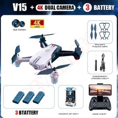 2022 novo mini zangão 4k profesional dron com 1080p hd câmera v15 rc drones dobrável quadcopter avião brinquedos de controle remoto - comprar online