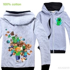 Minecraft primavera e outono crianças casaco meninos e meninas dos desenhos animados com capuz zíper cardigan roupas - comprar online