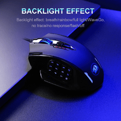 Redragon m908 impacto usb com fio rgb gaming mouse 12400 dpi 17 botões programável jogo óptico ratos backlight computador portátil na internet