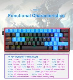 Redragon fizz k617 rgb usb mini teclado mecânico do jogo interruptor vermelho 61 chaves prendido cabo destacável, portátil para o curso - Dr. Brauch