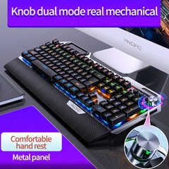 Teclado para jogos mecânicos, modo duplo, upgrade, 108 teclas, painel de metal,