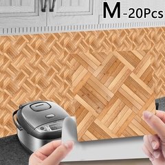 Imagem do 20pc pvc à prova dwaterproof água telha de grão de madeira adesivo cozinha banheiro auto adesivo parede sala estar quarto papel de parede decoração da sua casa