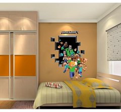 Minecraft Jogos de desenhos animados adesivos de parede jogo de mosaico cartazes decoracion hogar moderno adesivos de parede para quartos de crianças anime cartaz - loja online