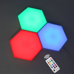 Lâmpada led hexagonal rgb, luminária led de parede com sensor tátil, rgbw, com favo de mel, luz noturna colorida, lâmpada modular usb - comprar online