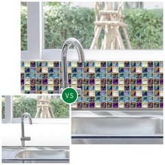 10 pçs telha de cristal adesivos diy auto adesivo à prova dwaterproof água cozinha banheiro vinil mosaico casca e vara telha adesivos de parede