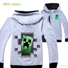 Minecraft primavera e outono crianças casaco meninos e meninas dos desenhos animados com capuz zíper cardigan roupas