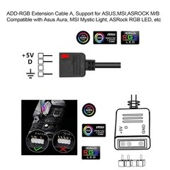 Ws2812b rgb led strip 5v 3 pinos endereçáveis led cabeçalhos pc para asus aura sync/msi mystic luz sincronização/gigabyte rgb fusão 2.0