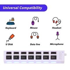 Usb 2.0 hub hub usb 2.0 multi usb divisor hub uso adaptador de energia 4/7 porto múltiplo expansor 2.0 hub usb com interruptor para pc - loja online