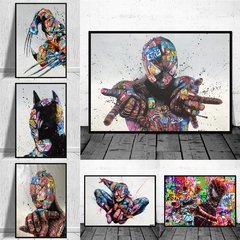 Abstracto graffiti homem-aranha colorido quadros em tela na parede arte marvel decorativo poster imagens para sala de estar na internet