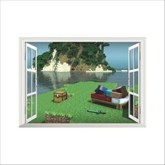 Minecraft Jogos de desenhos animados adesivos de parede jogo de mosaico cartazes decoracion hogar moderno adesivos de parede para quartos de crianças anime cartaz - loja online