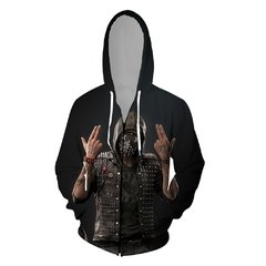 Imagem do Watch Dogs 2021 nova chegada vapor ubisoft ent jogo assista cães dedsec impressão digital 3d zíper camisola do hoodie traje de manga longa unisex