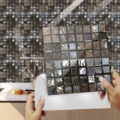 Adesivo de parede de mosaico plano, 10/15/20/30cm, estampado em 2d, para cozinha, banheiro, à prova d'água, peel & stick, superfície, brilho, arte, papel de parede - loja online