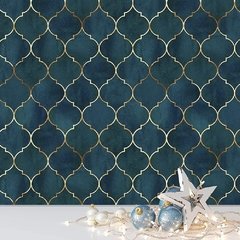 Imagem do 12 peças de descascar e colar azulejo piso decalques azul à prova dwaterproof água papel de parede arte adesivos cozinha backsplash diy 10/15/20/30 cm