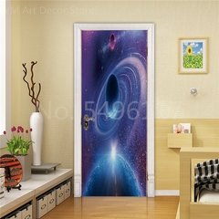 Astronauta Adesivo de porta Lua Terra Planeta Espaço porta Papéis de parede Adesivo de parede 3D Peel and Stick Vinil Quarto sala de estar Decoração Poster DIY Móveis geladeira porta adesivos na internet