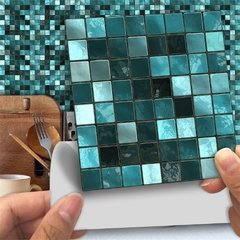 Imagem do 25 pçs/set Verde Da Telha de Mosaico Mural da etiqueta Auto Adesiva À Prova D' Água Para O Banheiro Restaurante Decoração Da Parede Do Decalque Papel De Parede Telhas