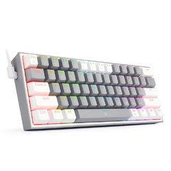 Redragon fizz k617 rgb usb mini teclado mecânico do jogo interruptor vermelho 61 chaves prendido cabo destacável, portátil para o curso na internet