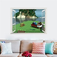 Minecraft Jogos de desenhos animados adesivos de parede jogo de mosaico cartazes decoracion hogar moderno adesivos de parede para quartos de crianças anime cartaz - loja online