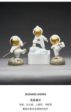 Enfeites de resina estatueta astronauta modelo casa decoração acessórios para sala estar presente aniversário moderno escritório decoração da mesa - loja online