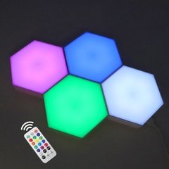 Lâmpada led hexagonal rgb, luminária led de parede com sensor tátil, rgbw, com favo de mel, luz noturna colorida, lâmpada modular usb - Dr. Brauch