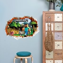 Minecraft Jogos de desenhos animados adesivos de parede jogo de mosaico cartazes decoracion hogar moderno adesivos de parede para quartos de crianças anime cartaz - comprar online