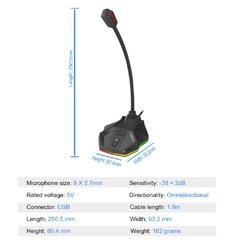 Redragon stix gm99 microfone usb rgb, discurso de escritório para estúdio, profissional, com fio, para pc, computador portátil na internet