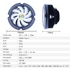 PC CPU Cooler Fan Ventilador 120 milímetros Colorido 4PIN Para Intel LGA 1200 1150 1151 1155 1156 775 1366 2011 AMD X79 AM3 AM4 Radiador - loja online