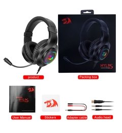 Fone de ouvido redragon hylas h260 rgb, fone de ouvido para jogos, som surround de 3.5mm, fones de ouvido para computador para ps4 switch xbox-one