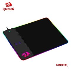 Redragon cratera p028 gaming mouse pad 10w sem fio de carregamento rgb backlight borracha base 400*300*9mm jogo bloqueio borda tapete mousepad