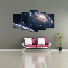 Pintura de parede modular, 5 peças, universo planetas, espaço externo, decoração, para casa, sala de estar, arte, estrutura, impressão moderna na internet