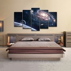 Pintura de parede modular, 5 peças, universo planetas, espaço externo, decoração, para casa, sala de estar, arte, estrutura, impressão moderna